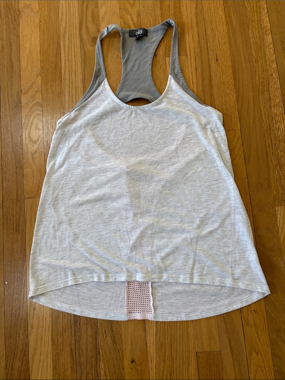 ALO Yoga Women's White Racerback Tank with Pink Mesh Inset Size S